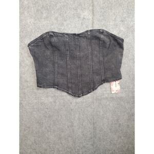 NWT Women's Shein Gray Denim Size XL Corset Top Panel Detailing